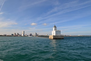 View of Milwaukee skyline from Lake Michigan