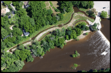 An aerial view of the Mequon-Thiensville Fishway